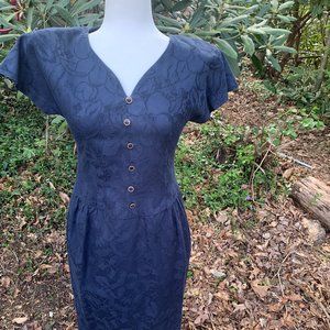 Vintage Warren Petites black brocade dress